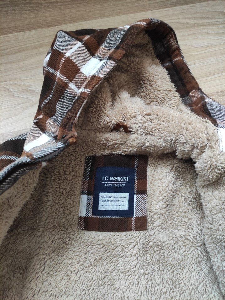 Erkek Çocuk Kahverengi Ekose Düğmeli Kaban - Görsel 2