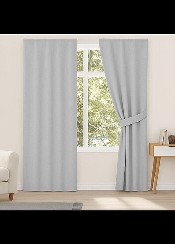 2 adet açık gri black out perde 140x170 cm
