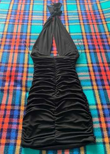 Zara Siyah Drapeli Halter Yaka Elbise - Görsel 2