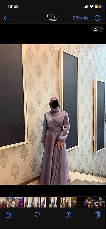 Diğer Organze Lila Tesettür Abiye(Şal Dahil)