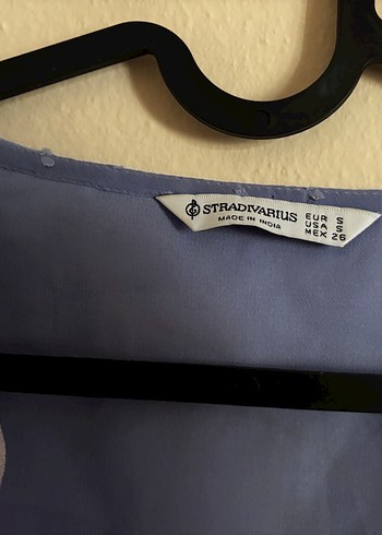 Stradivarius Düğmeli V Yaka Uzun Kollu Mavi Bluz