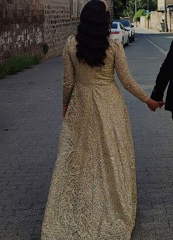 Diğer Pullu nikah elbisesi kare yaka