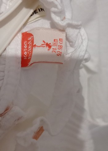 24-36 Ay Beden beyaz Renk Kız Çocuk Beyaz Keten Fırfırlı Gömlek