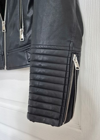 36 Beden Siyah Deri Biker Ceket