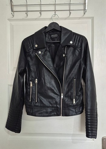 Siyah Deri Biker Ceket
