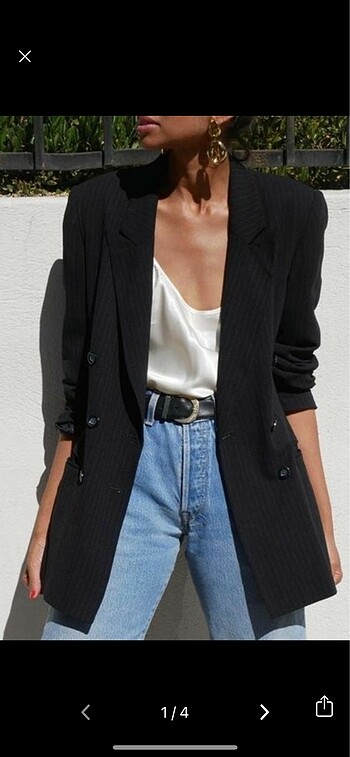Simli siyah blazer ceket