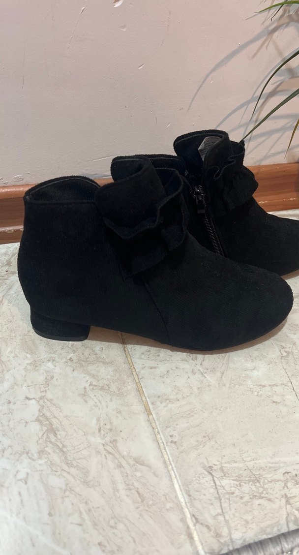 Süet Siyah Fırfırlı Kadın Dolgu Topuk Bot - Görsel 2