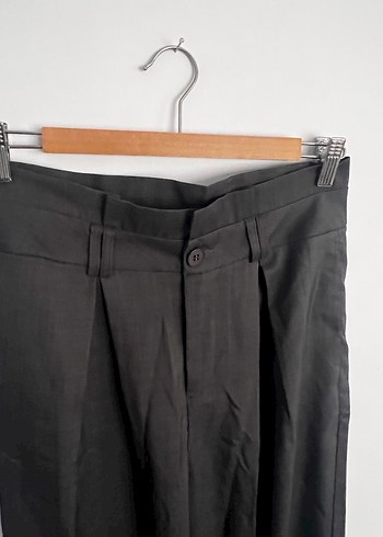 Gri Kemerli Midi Kumaş Pantolon - Görsel 6