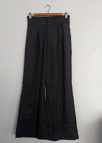 Gri Kemerli Midi Kumaş Pantolon - Görsel 2