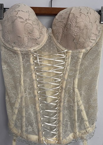 Bej Vintage Dantel Bohem Büstiyer - Görsel 3