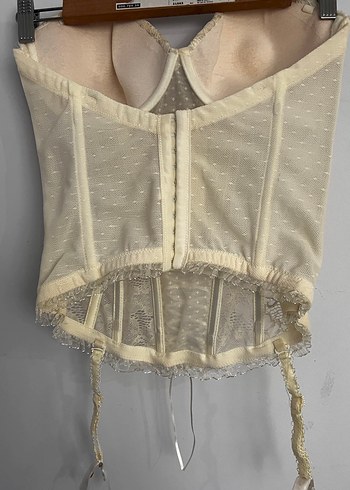 Bej Vintage Dantel Bohem Büstiyer - Görsel 5