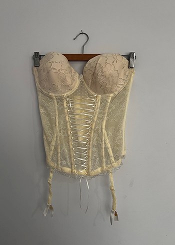 Bej Vintage Dantel Bohem Büstiyer - Görsel 2