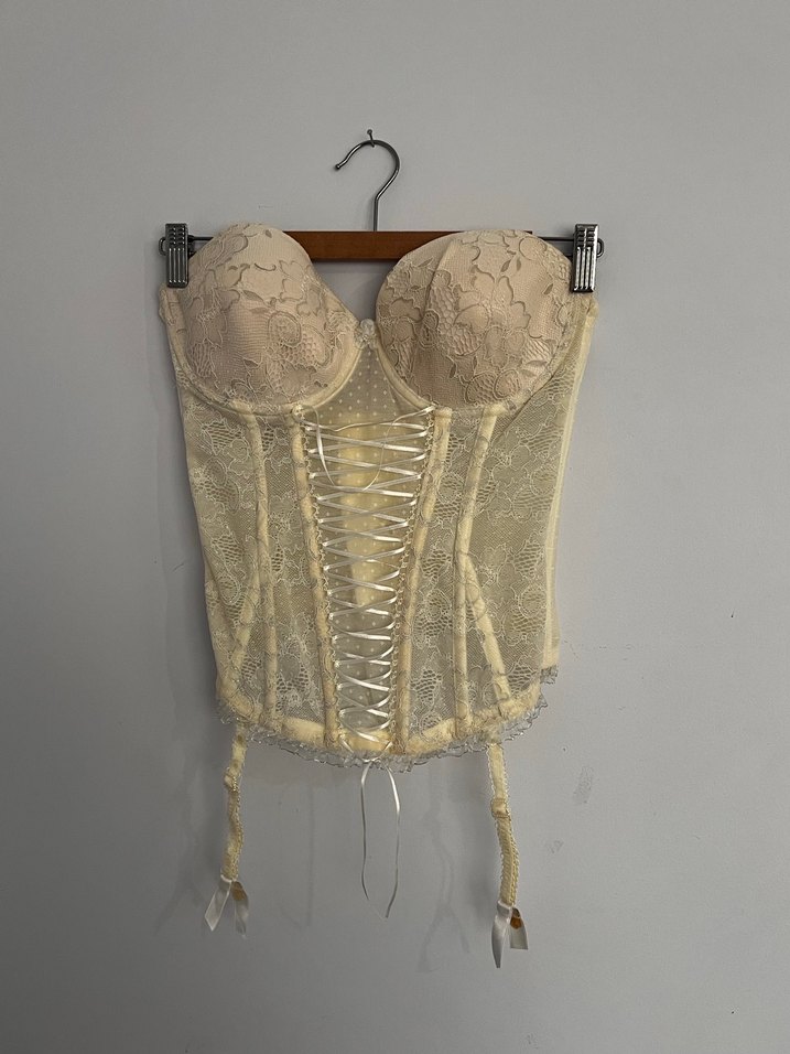 Bej Vintage Dantel Bohem Büstiyer - Görsel 2
