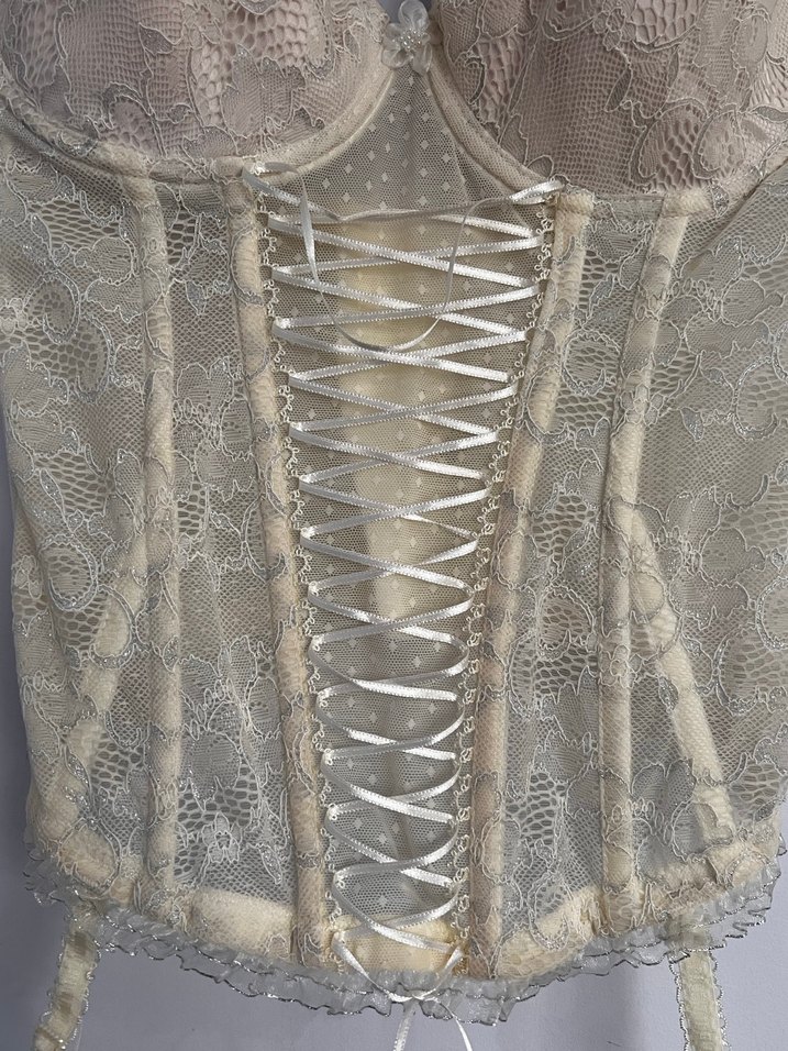 Bej Vintage Dantel Bohem Büstiyer - Görsel 4