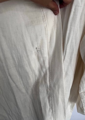 Kadın Beyaz Keten Midi Kimono - Görsel 5