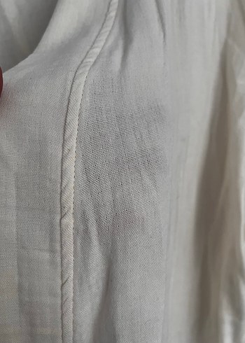 Kadın Beyaz Keten Midi Kimono - Görsel 3