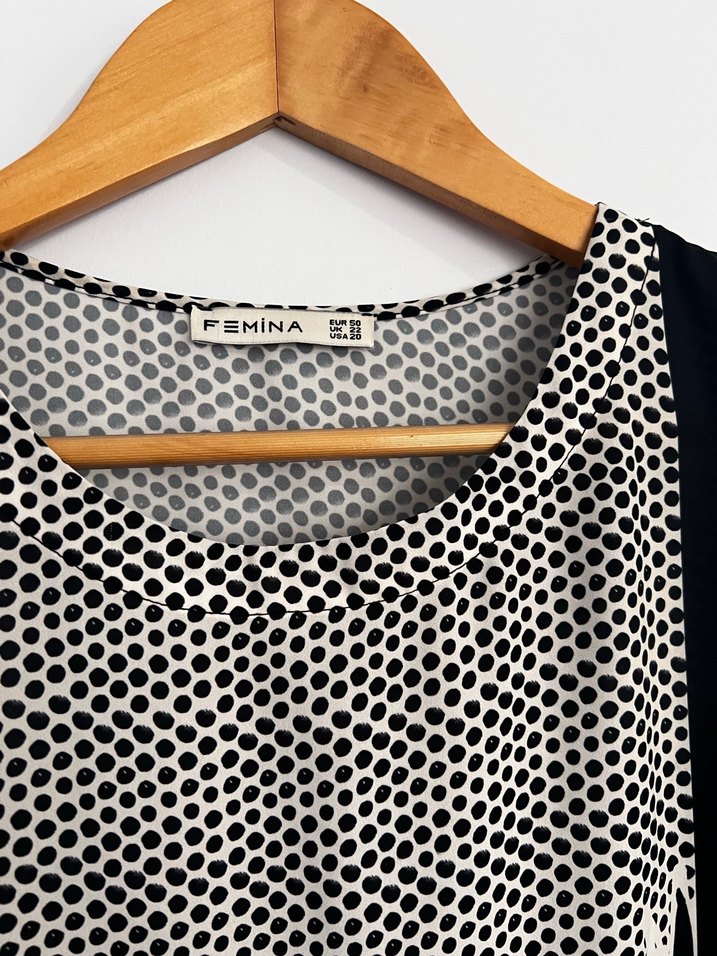 Gri Beyaz Desenli Rahat Kesim saten Tunik - Görsel 5