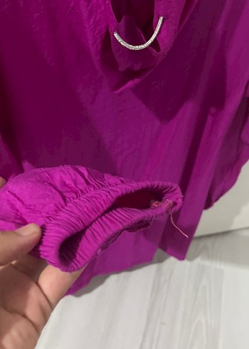 44 Beden mor Renk Uzun Parlak Mor Kadın Keten Ceket