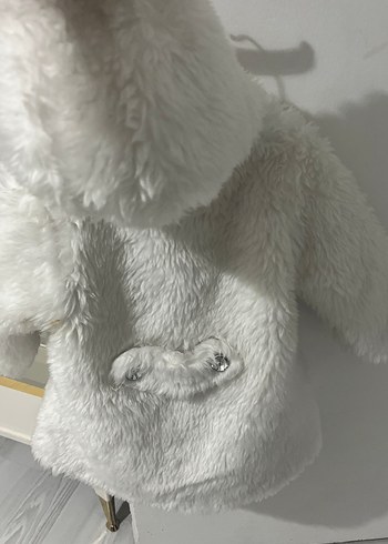 Kız Çocuk Beyaz Kürk Detaylı Mont - Görsel 3