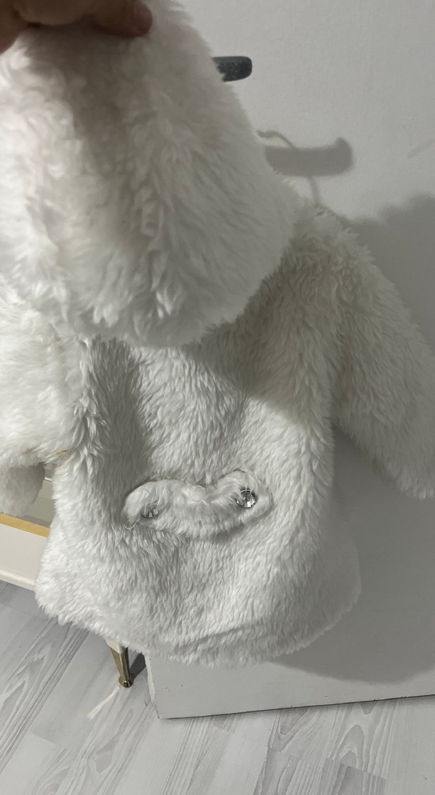 Kız Çocuk Beyaz Kürk Detaylı Mont - Görsel 3