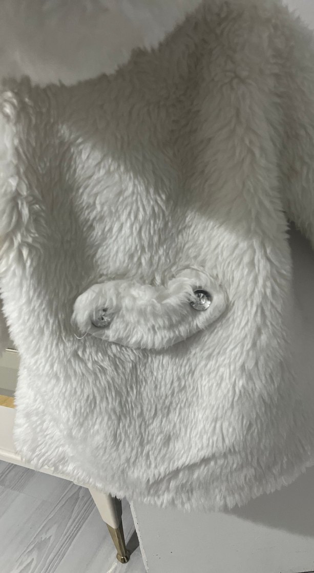 Kız Çocuk Beyaz Kürk Detaylı Mont - Görsel 4