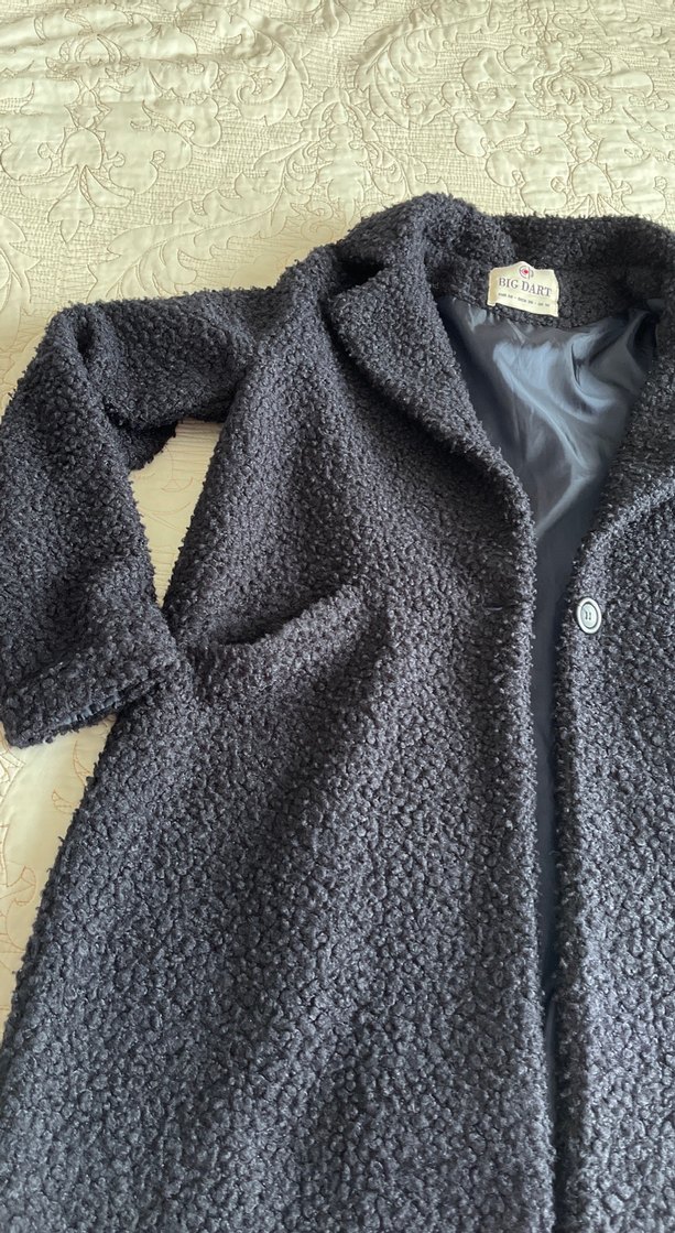 Düğmeli lacivert Midi Kadın Kaban - Görsel 2