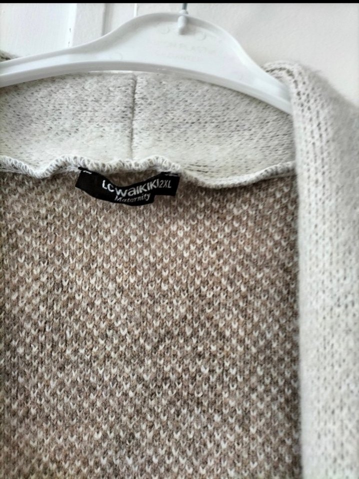 Düğmeli Ekose Desenli Midi Kadın Yün kazak - Görsel 3