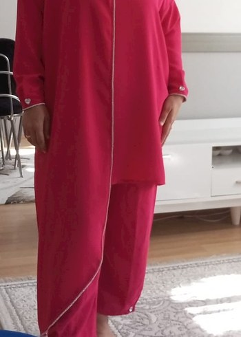 Parlak Pembe Uzun Kollu Hamile ve Emzirme Pijama Takımı