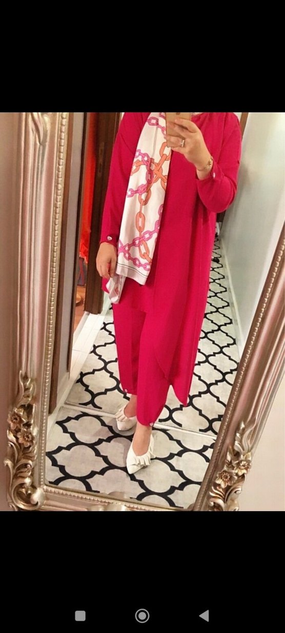 Parlak Pembe Uzun Kollu Hamile ve Emzirme Pijama Takımı - Görsel 3