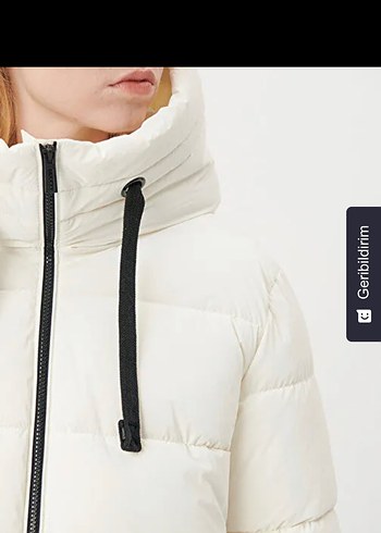 Mavi Beyaz Puff Mont, Kapüşonlu, Günlük - Görsel 2