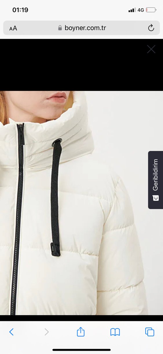 Mavi Beyaz Puff Mont, Kapüşonlu, Günlük - Görsel 2