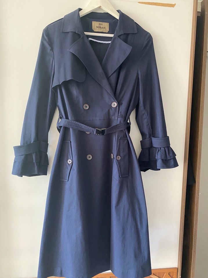 Tuğba trençkot Nakışlı, Düğmeli, Uzun Kollu Mavi Kadın Gömlek - Görsel 2