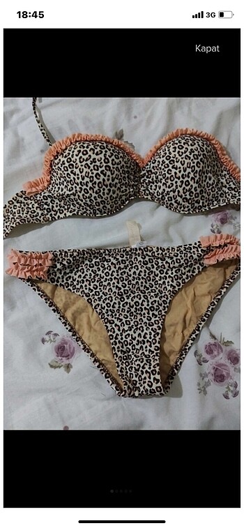 Leopar bikini takımı