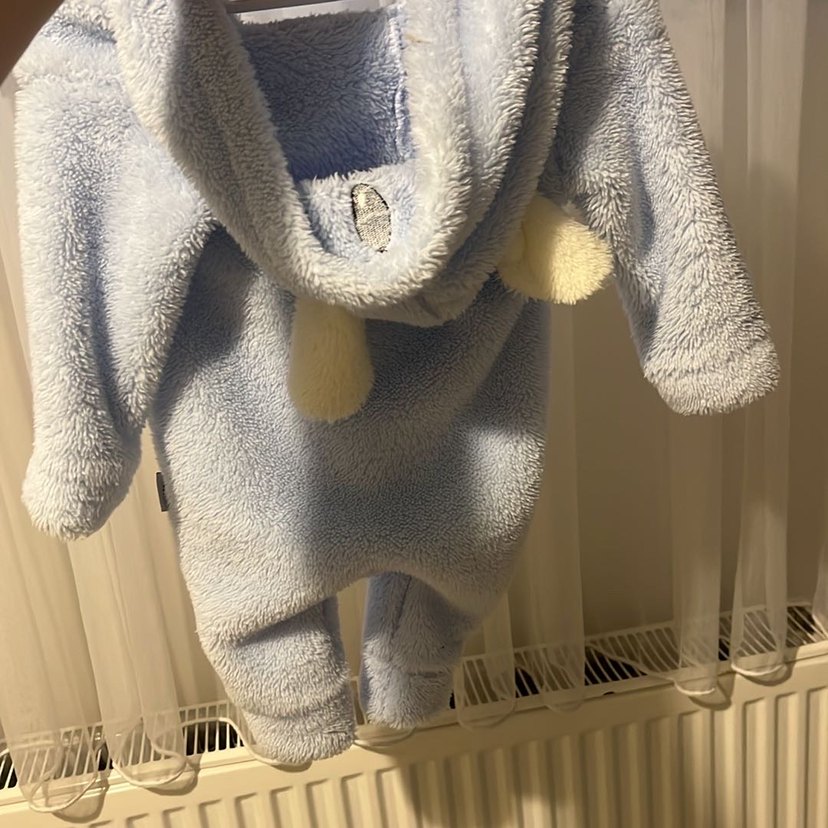 Mavi Bebek Peluş Tulum Kulaklı Kapüşonlu - Görsel 3