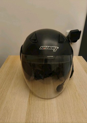 Siyah Bluetooth'lu yarım kask - Görsel 3