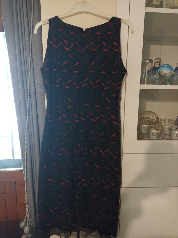 Siyah V Yaka Drapeli Uzun Abiye Elbise - Görsel 2