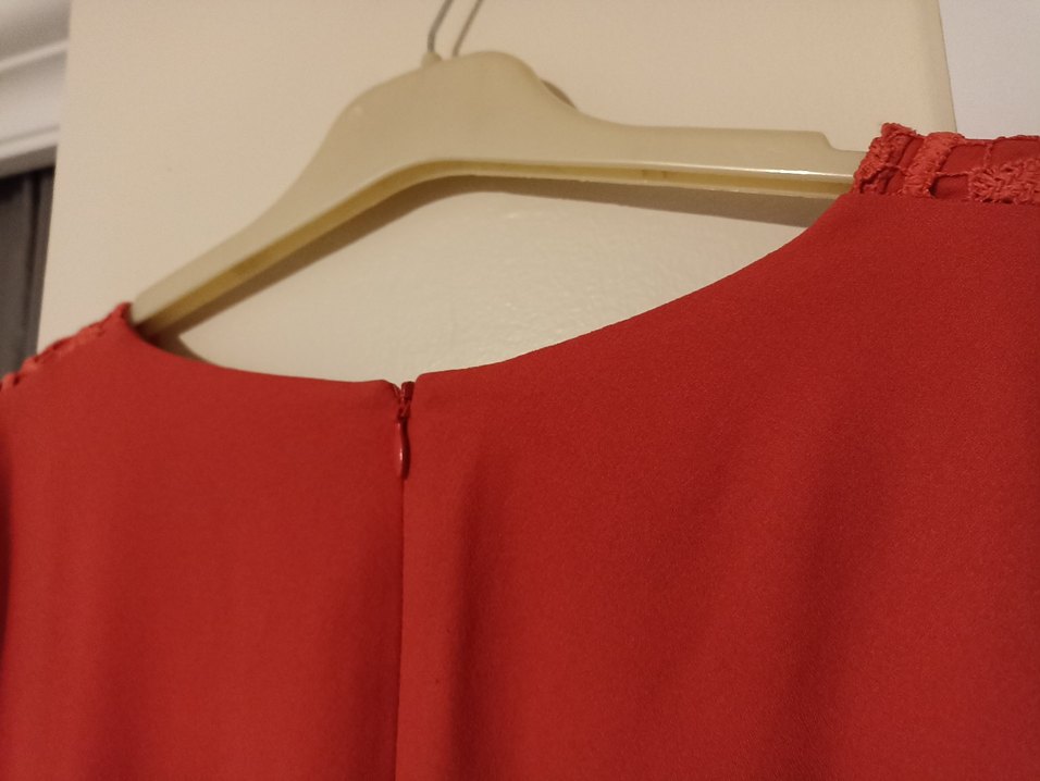 Kırmızı Dantel Detaylı Kolsuz Triko Elbise - Görsel 3