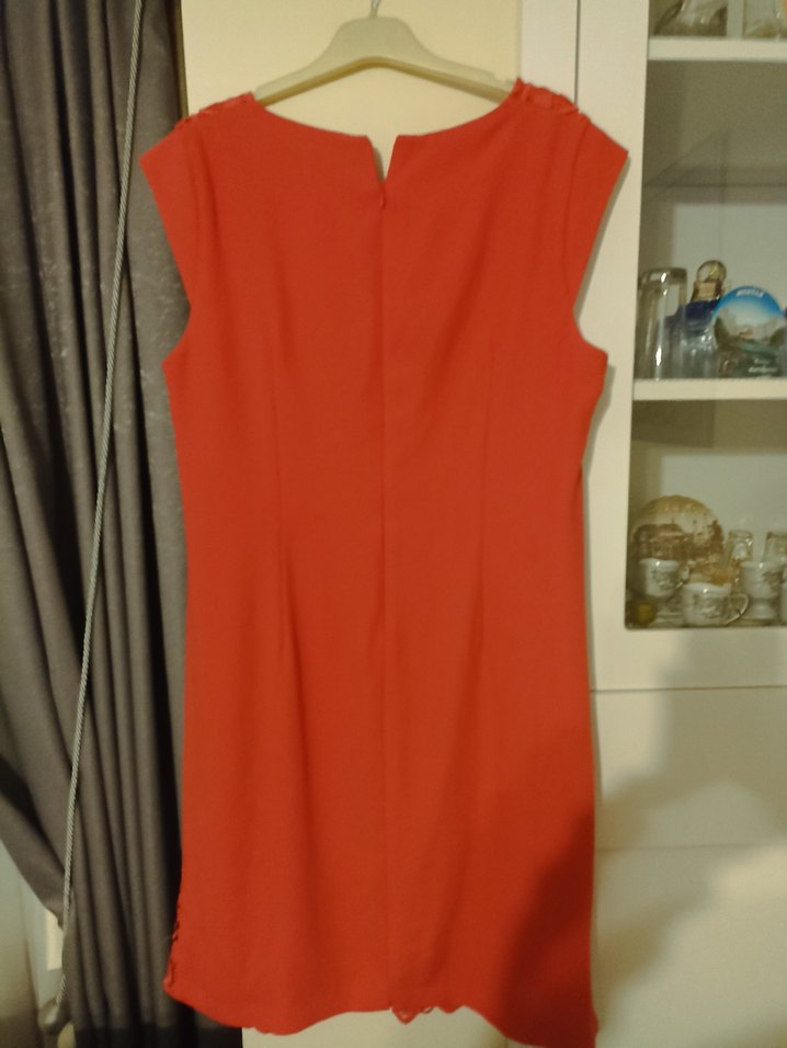 Kırmızı Dantel Detaylı Kolsuz Triko Elbise - Görsel 2