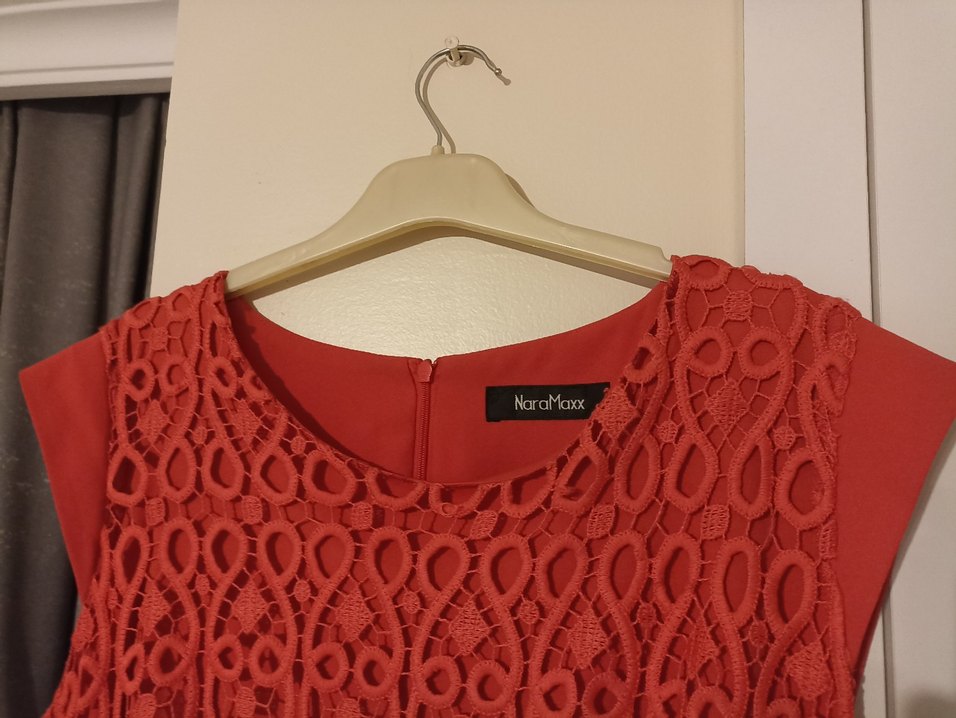 Kırmızı Dantel Detaylı Kolsuz Triko Elbise - Görsel 4