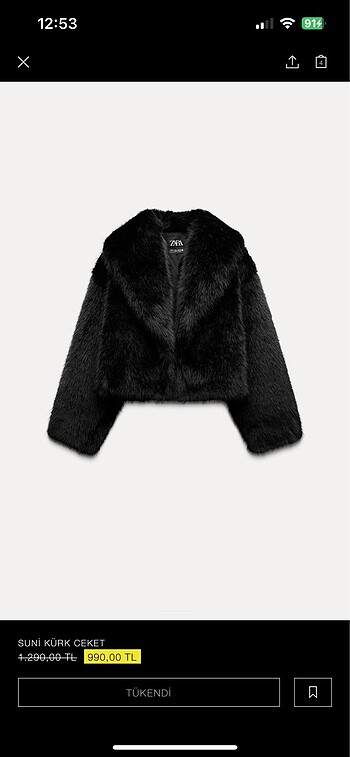 Zara suni kürk ceket