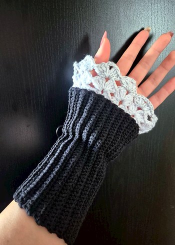 Bej Dantel Detaylı Kadın Örgü Eldiven - Görsel 8