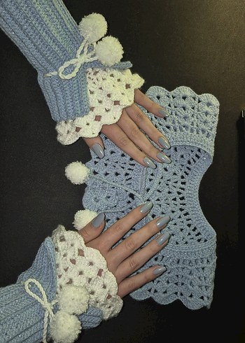 Bohem Çok Renkli Örgü Kadın Eldiven - Görsel 7