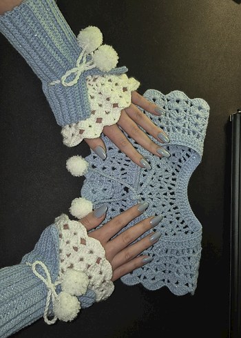 Bohem Çok Renkli Örgü Kadın Eldiven - Görsel 2