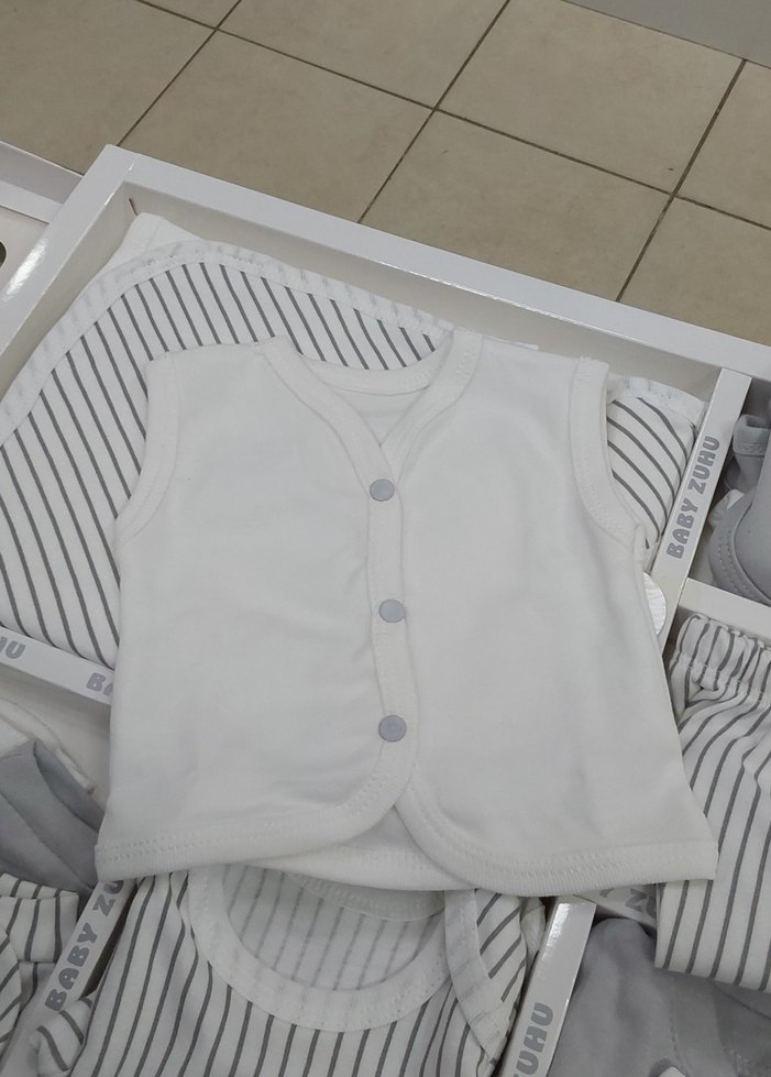 Beyaz Gri Çizgili Erkek Bebek 10'lu Hastane Çıkış Seti - Görsel 5