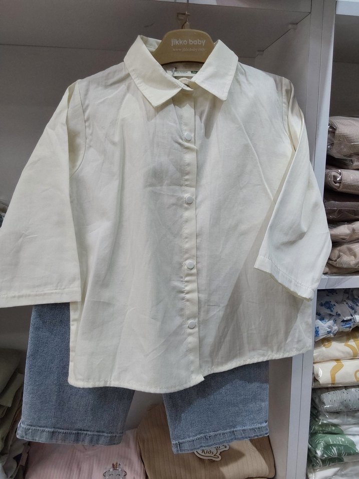 Gri Çizgili Erkek Çocuk Denim Gömlek - Görsel 5