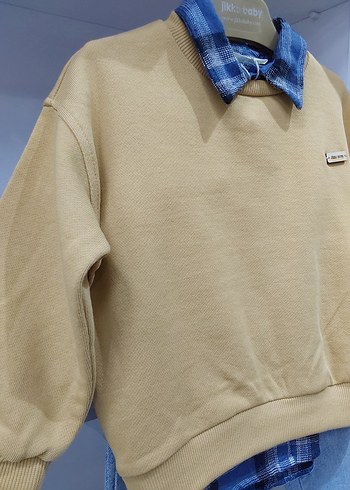 Erkek Bebek Sweatshirt, Gömlek ve Kot Takım - Görsel 2