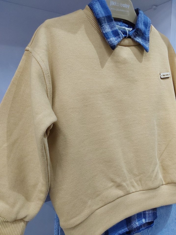 Erkek Bebek Sweatshirt, Gömlek ve Kot Takım - Görsel 2