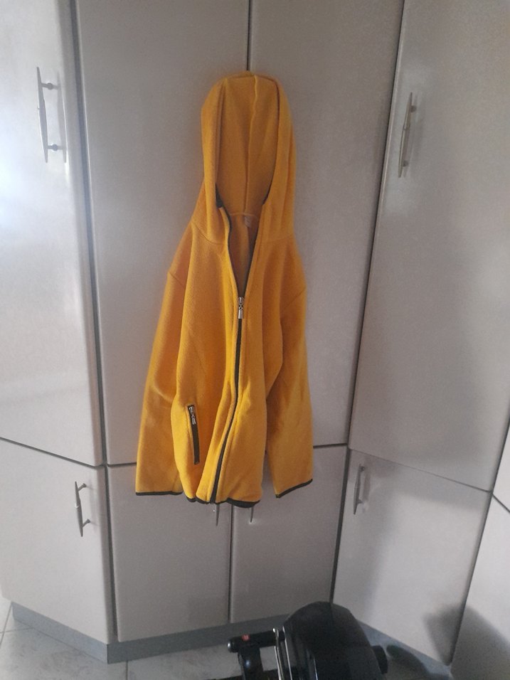 Sarı Fermuarlı Kapüşonlu cocuk polar Ceket - Görsel 4