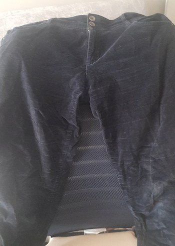 Koyu Lacivert Kadın kadife pantolonu - Görsel 6