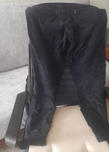 Koyu Lacivert Kadın kadife pantolonu - Görsel 4